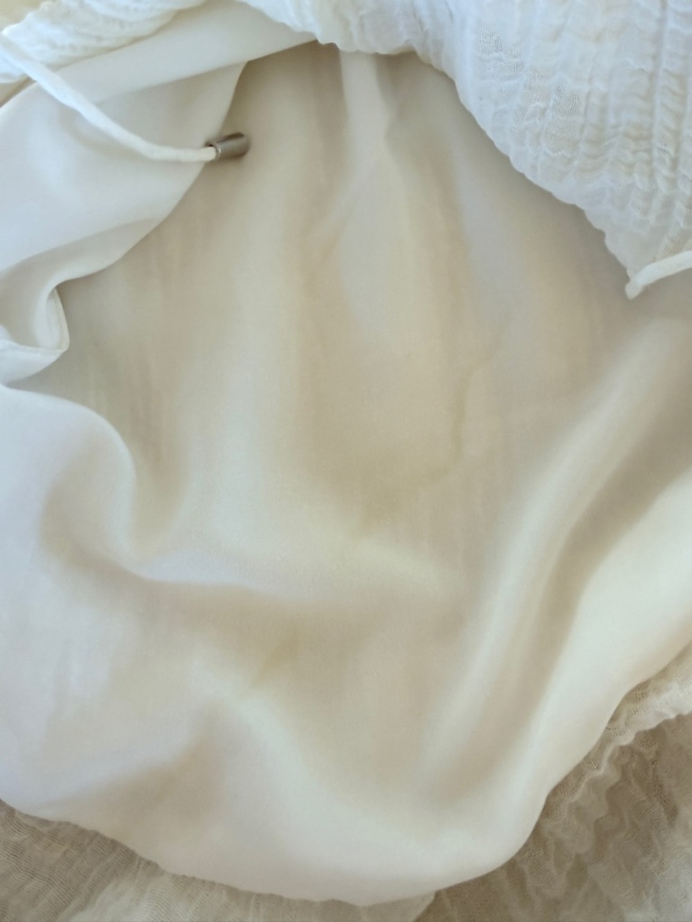 C/MEO Collective Sacrifices Gauze Ruffle Midi Dress Ivory Off Shoulder Large L - Picture 11 of 16